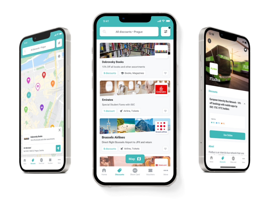 De ISIC-app op een smartphone